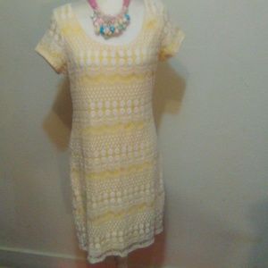Tiana B. Yellow and White Lace Dress